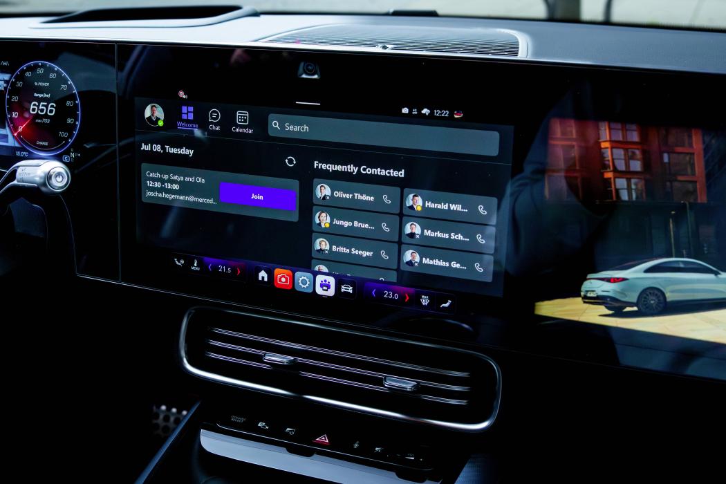 Digitale Anwendungen und intelligente Vernetzung halten zunehmend Einzug in moderne Fahrzeuginnenräume und verändern den Arbeitsalltag im Auto. | Foto: Mercedes-Benz AG