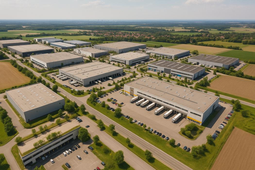 Blick auf ein Industrie- und Logistikareal im Großraum München – die Nachfrage nach Flächen bleibt trotz begrenztem Angebot stabil. | Foto: DALL-e