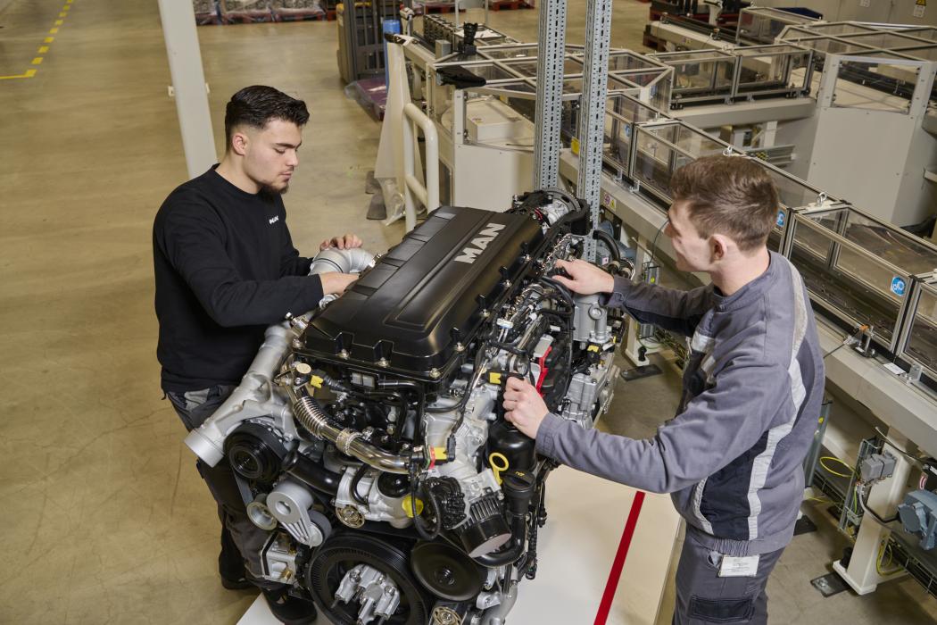 MANs modernster Dieselmotor wird, als voraussichtlich letzter seiner Art, im Nürnberger MAN-Motorenwerk gebaut. Foto: MAN