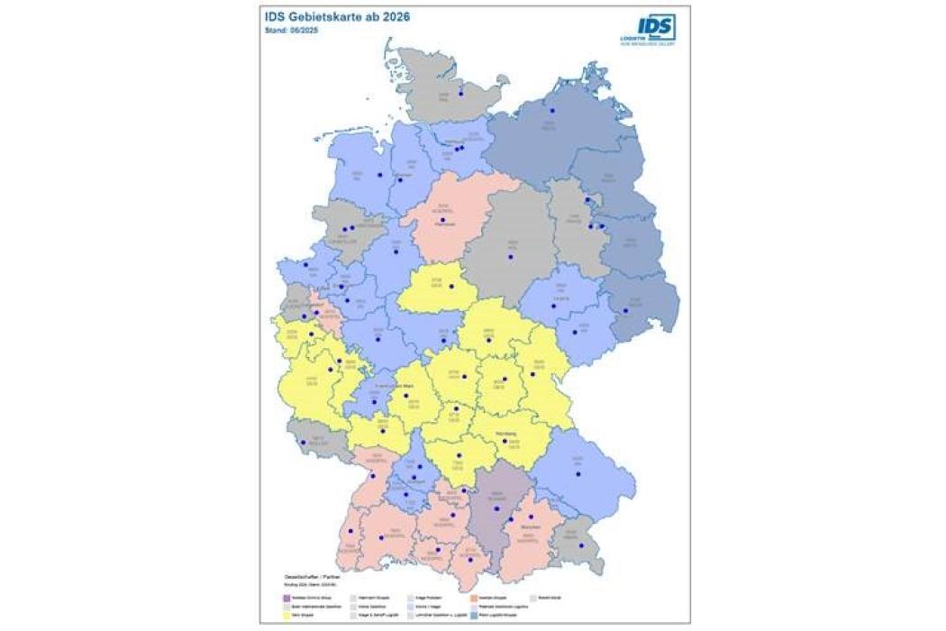 So sieht das IDS-Stückgutnetz ab 2026 nach dem Ausscheiden von DSV aus. (Foto: IDS) 