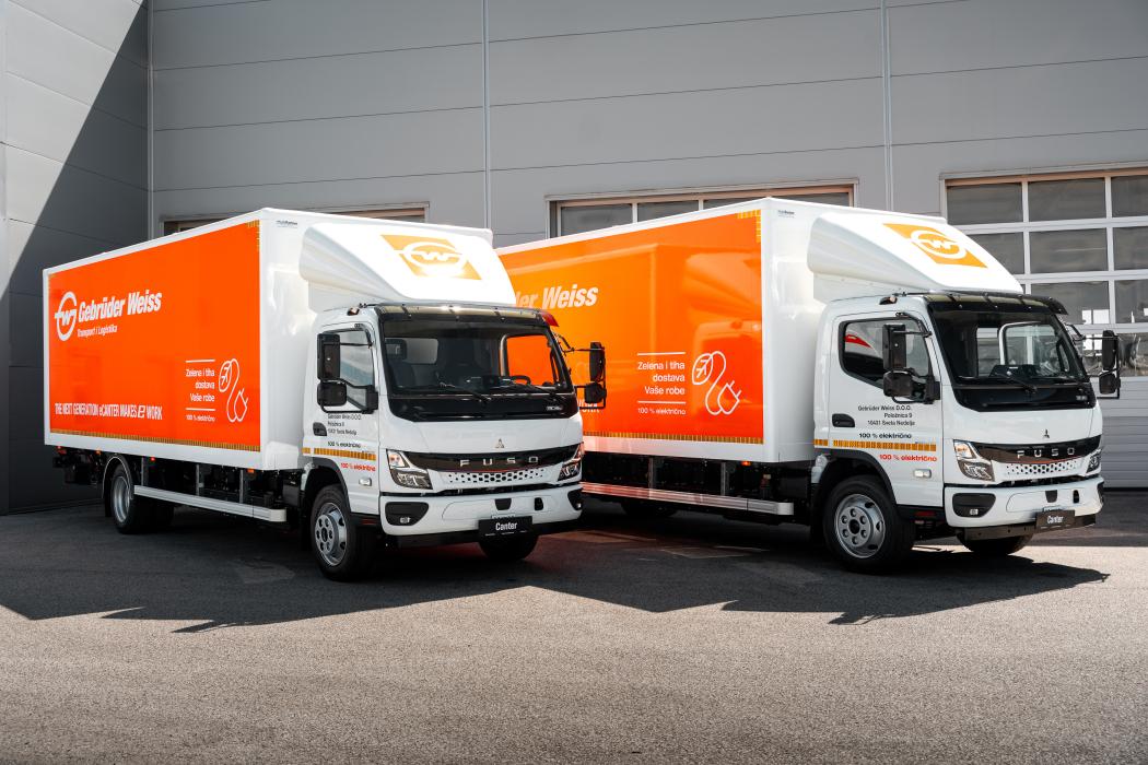 Rein elektrisch bis vor die Haustür: Zwei neue FUSO eCanter sind bei Gebrüder Weiss in Kroatien im Einsatz. Foto: Daimler Truck AG