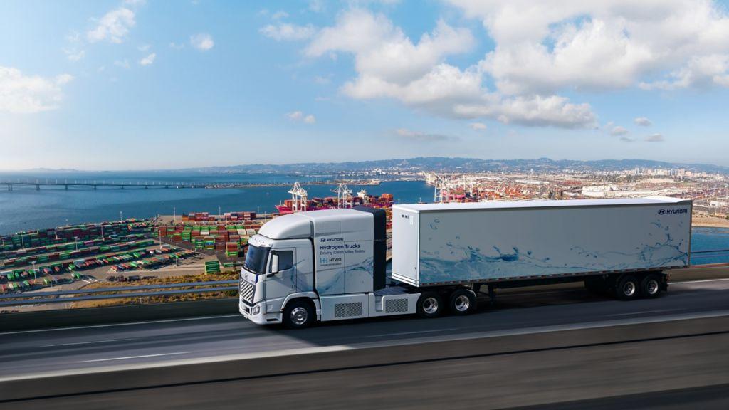 Als typischer Langhauber kommt die US-amerikanische Variante des Xcient Fuel Cell-Truck daher. (Foto: Hyunda)