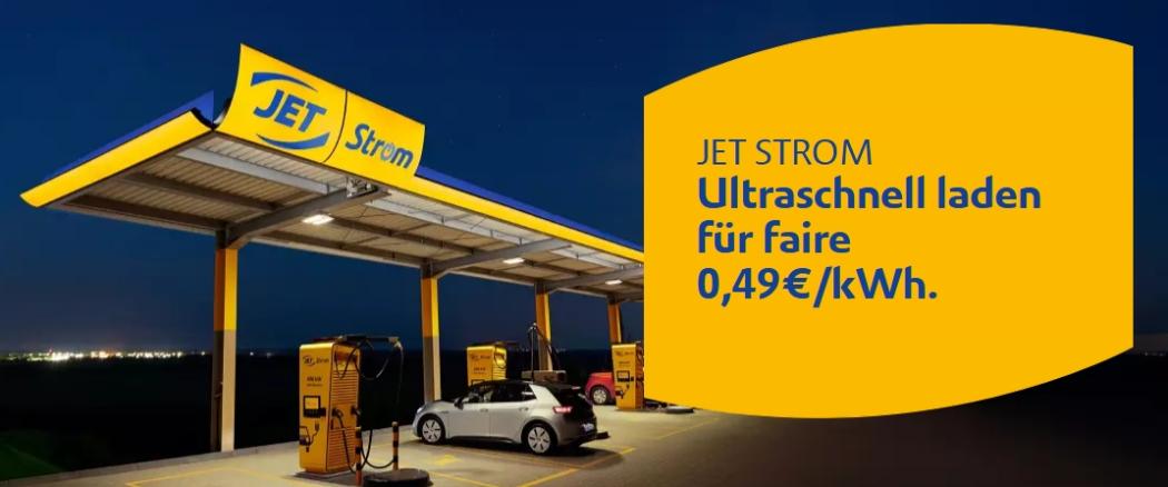 Starke Ansage: Bei Jet kann man für 49 Cent DC laden - Ökostrom, mit bis zu 400 kW. | Foto: Jet