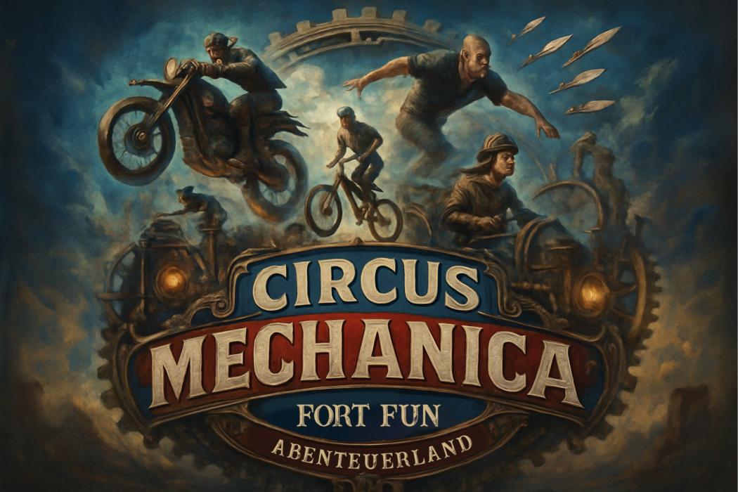 Die neue Sommerwelt „Circus Mechanica“ im Fort Fun Abenteuerland vereint Steampunk-Design, Artistik und Show-Inszenierung – von rasanten Stunts unter freiem Himmel bis zu präzisen Messerwürfen im Saloon. | Foto: FORT FUN Abenteuerland