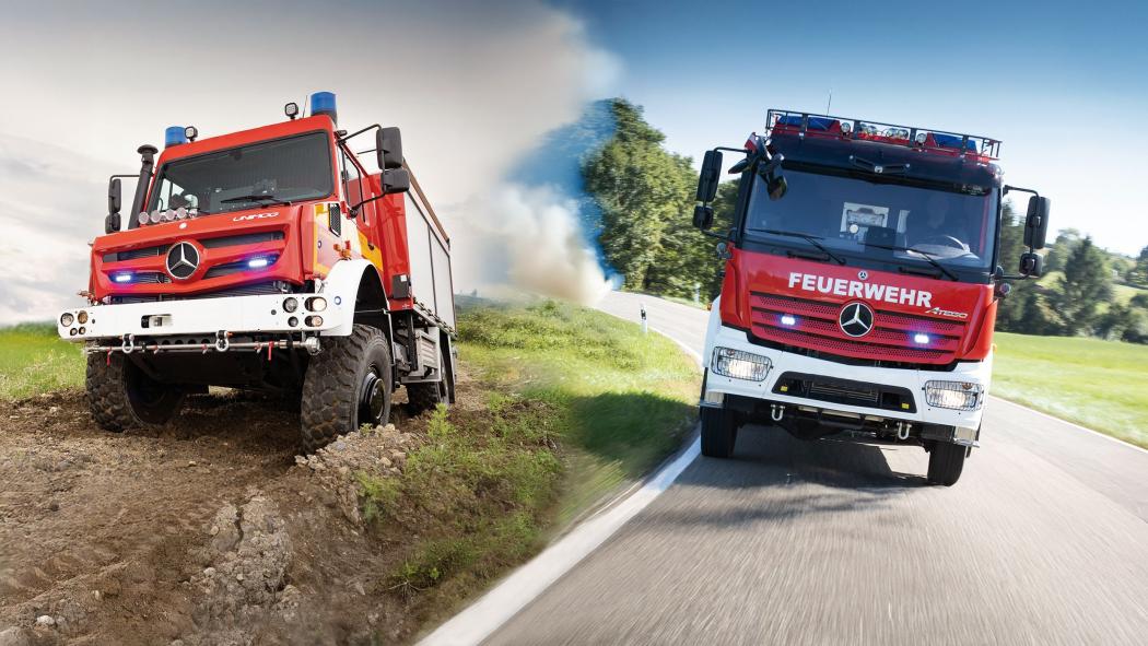 Auf der RettMobil wird auch der Mercedes-Benz Unimog als TLF 3000 gezeigt. (Foto: 2Lead / Fa. Schlingmann) 
