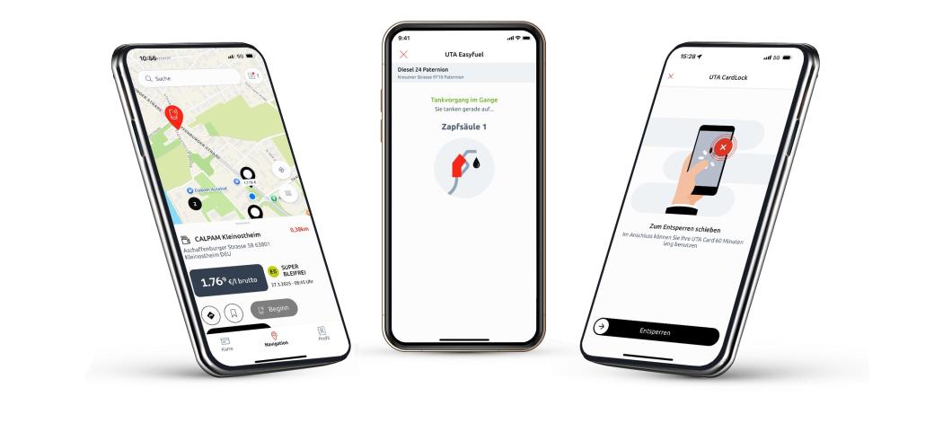 Die neue Uta Edenred Driv-App soll den Stationsfinder und die digitale EasyFuel-Tankkarte vereinen und weitere Funktionen bieten. (Foto: Uta Edenred) 