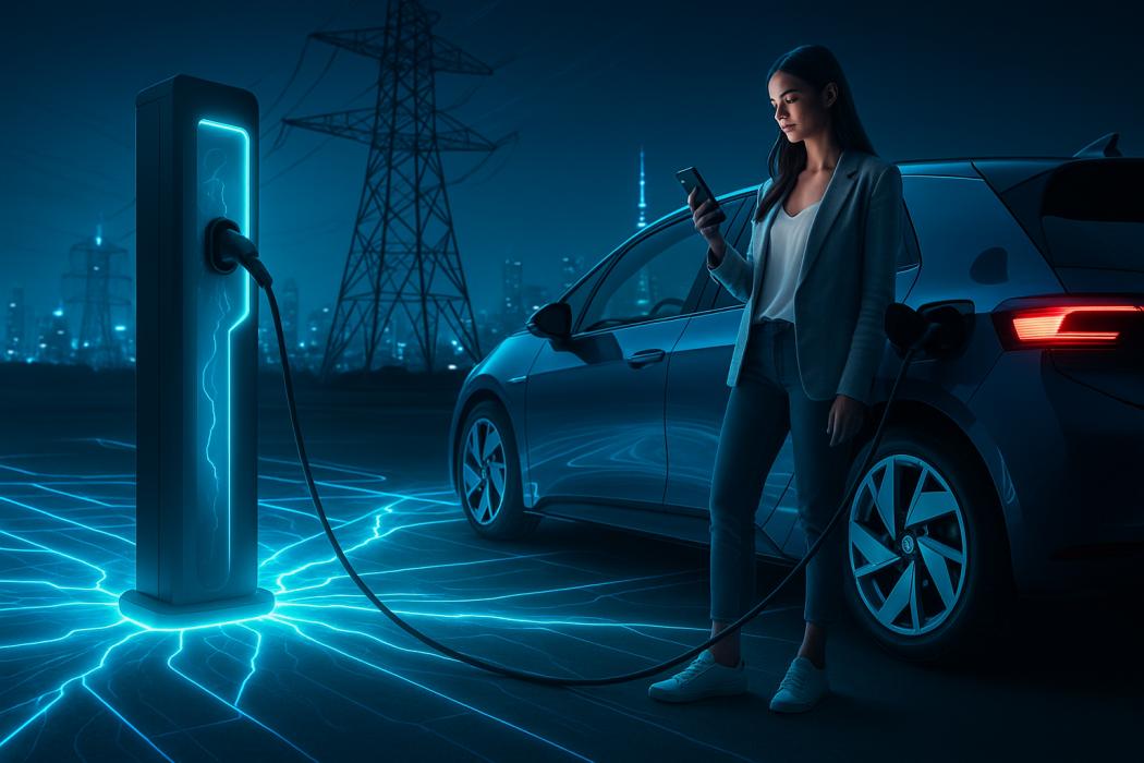 Vehicle2Grid hat große Zukunft durch die ISO 15118. Aber: Dafür braucht es Kooperationen aller Beteiligten. Wie das in der Praxis aussehen könnte, haben wir von KI einmal darstellen lassen. (Foto: KI)